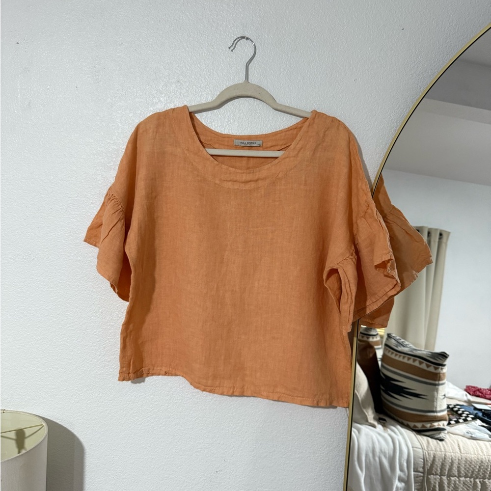 Orange Boxy Short Sleeve Blouse